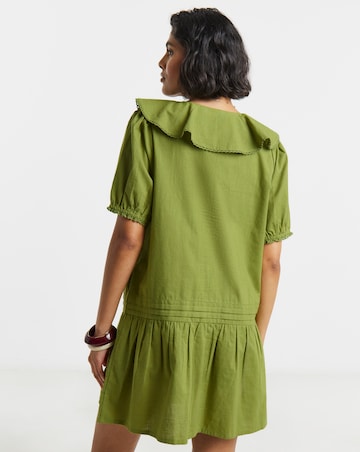 Native Youth Drop Hem Mini Dress With Crochet Hem