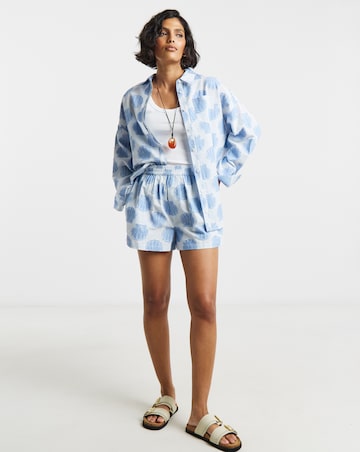 Native Youth Pinstripe Seashell Embroidery Boyfriend Shirt