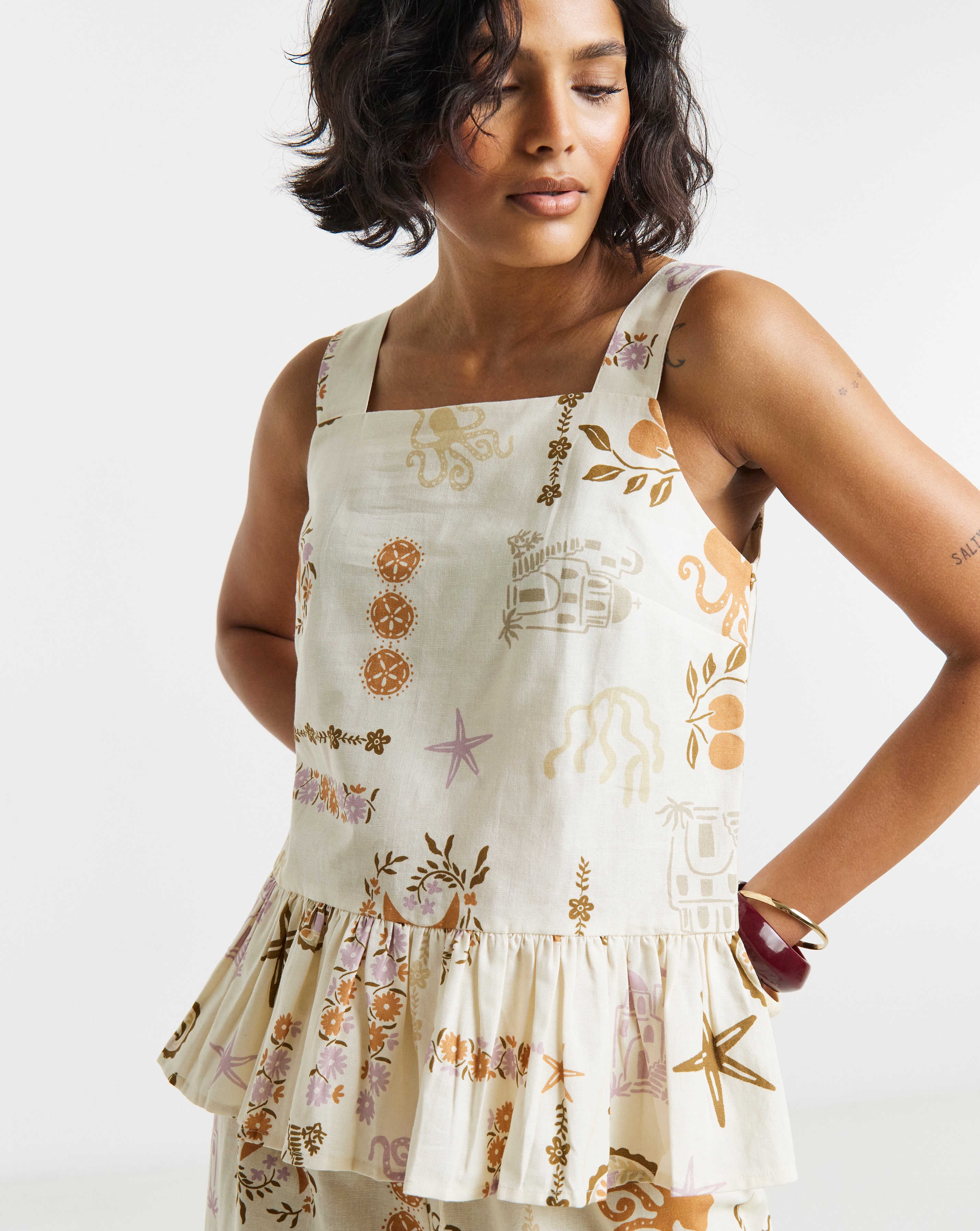 New In - NY Printed Wide Strap Top