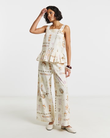 Native Youth Printed Wide Strap Top With Frill Hem