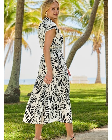 Sosandar Wood Block Shirred Waist Dress