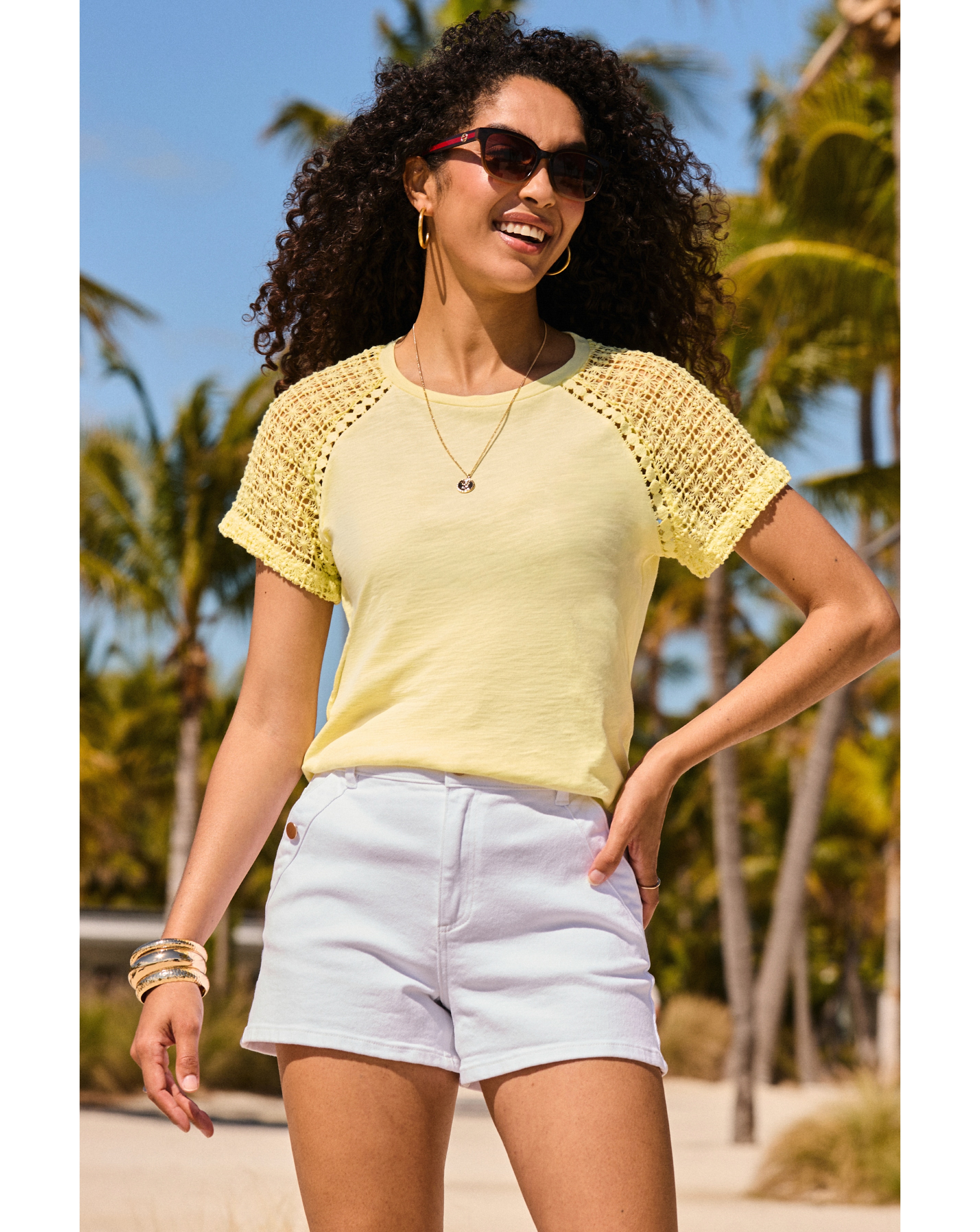 Sosandar Crochet Detail Tshirt