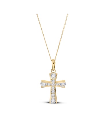 9ct Gold CZ Cross Pendant
