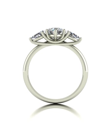 9ct White Gold 2ct Pear Shaped Moissanite Trilogy Ring