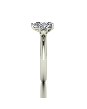 9ct White Gold 2ct Pear Shaped Moissanite Trilogy Ring