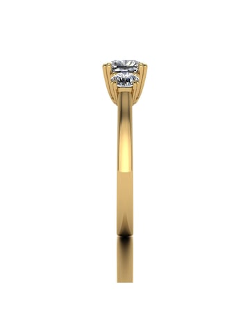 9ct Gold 1.60ct total eq Cushion and  Round Brilliant Moissanite Trilogy Ring