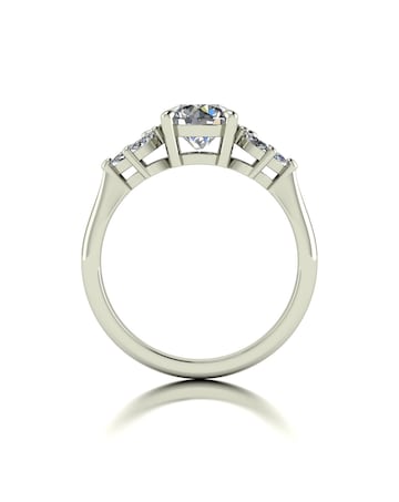 9ct Gold 1.60ct total eq Moissanite Solitaire ring with marquise sides