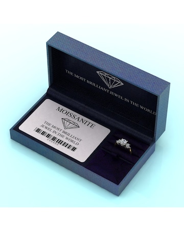 9ct Gold 1.60ct total eq Moissanite Solitaire ring with marquise sides