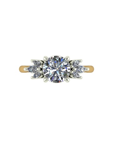 9ct Gold 1.60ct total eq Moissanite Solitaire ring with marquise sides
