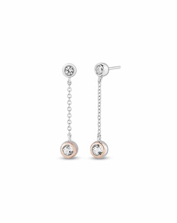 Clogau Celebration Sterling Silver Drop Chain Earrings with Topaz