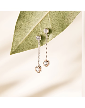 Clogau Celebration Sterling Silver Drop Chain Earrings with Topaz