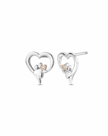 Clogau Paw Print Heart Stud Earrings
