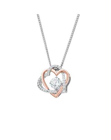 Clogau Forever Yours Sterling Silver Heart Pendant with Topaz