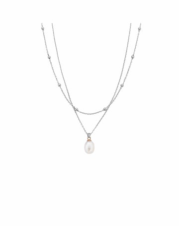 Clogau Beachcomber Pearl Silver Layered Necklace