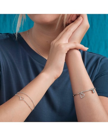 Clogau Past Present Future Sterling Silver Heart Affinity Bracelet with Topaz