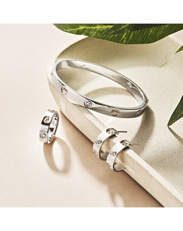 Clogau Insignia Sterling Silver Half-Hoop Earrings with Topaz