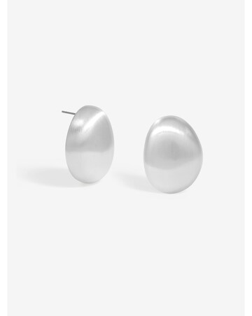 Mood Silver Brushed Dome Stud Earrings