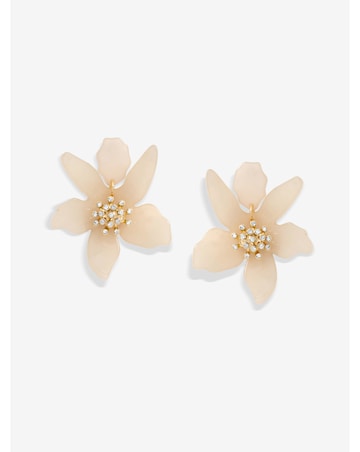 Mood Cream Resin Flower Statement Drop Earrings
