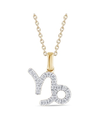 9ct Gold Diamond Capricorn Pendant on 18 inch chain