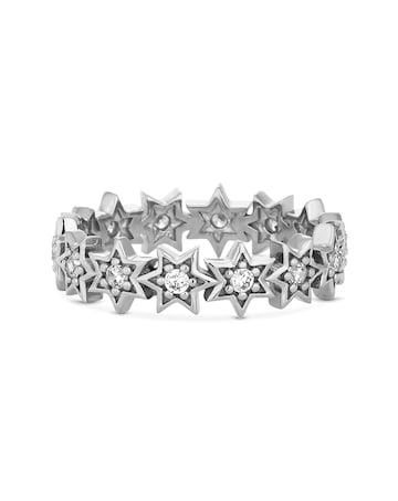 Sterling Silver 925 Polished Star And Cubic Zirconia Star Ring