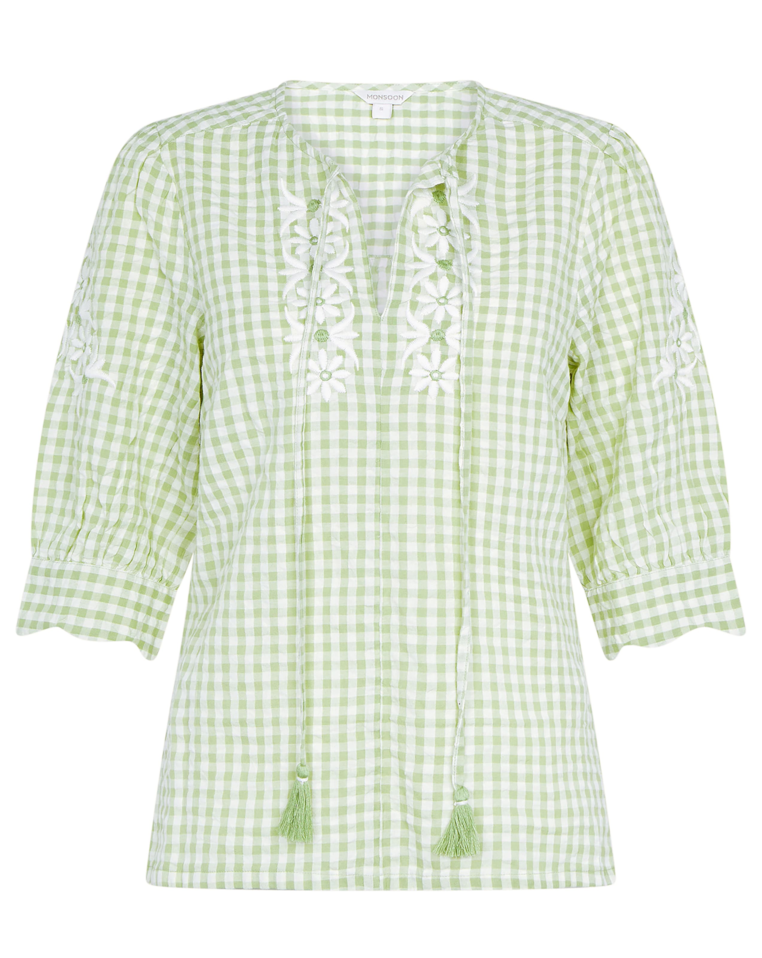 Monsoon Gingham Embroidered Top Simply Be