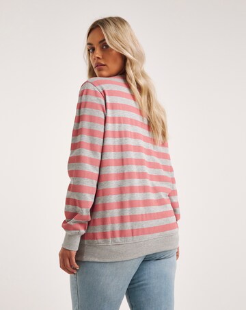 Pink u0026 Grey Marl Stripe Sweatshirt | Simply Be