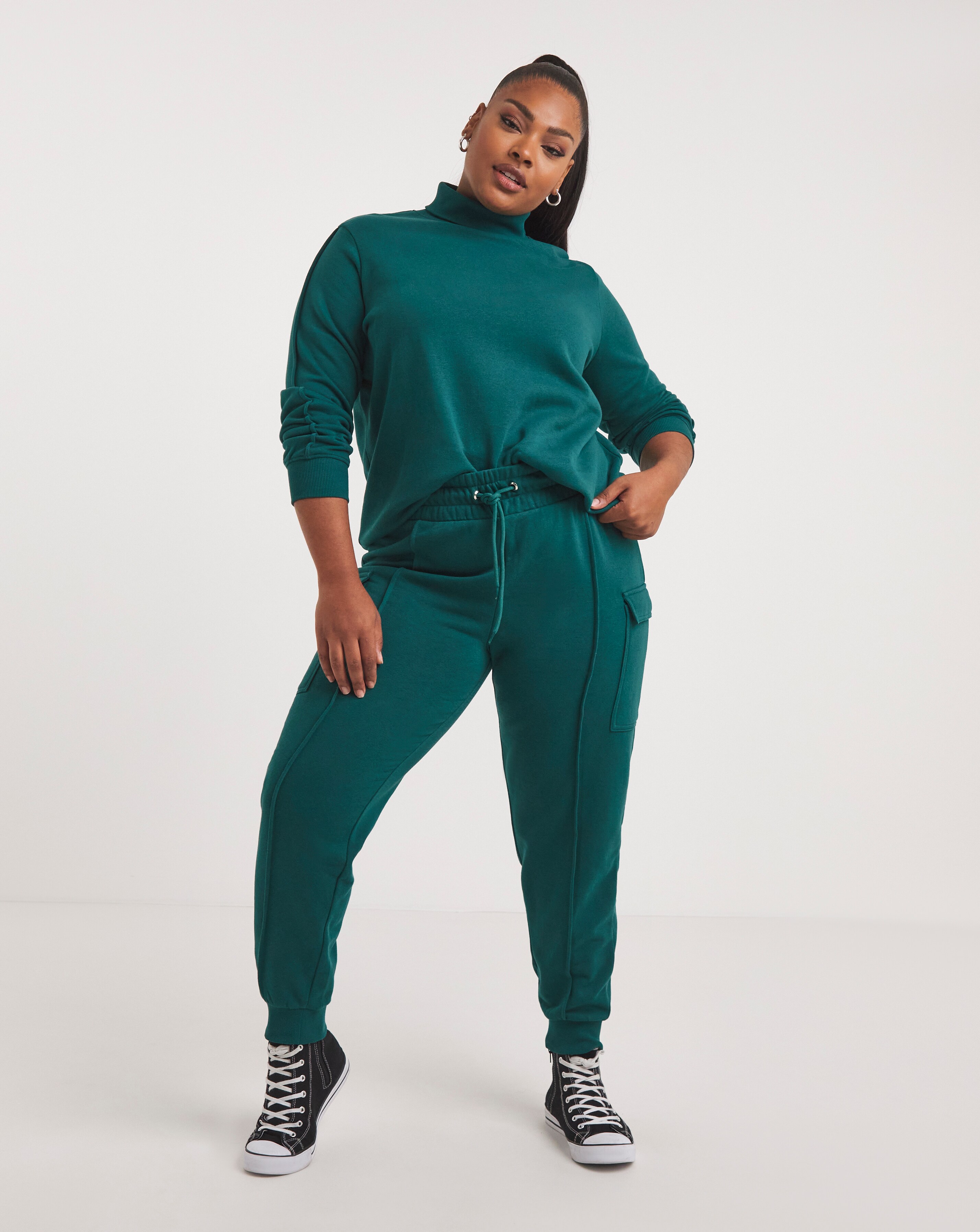 Dark Green Cargo Joggers Simply Be
