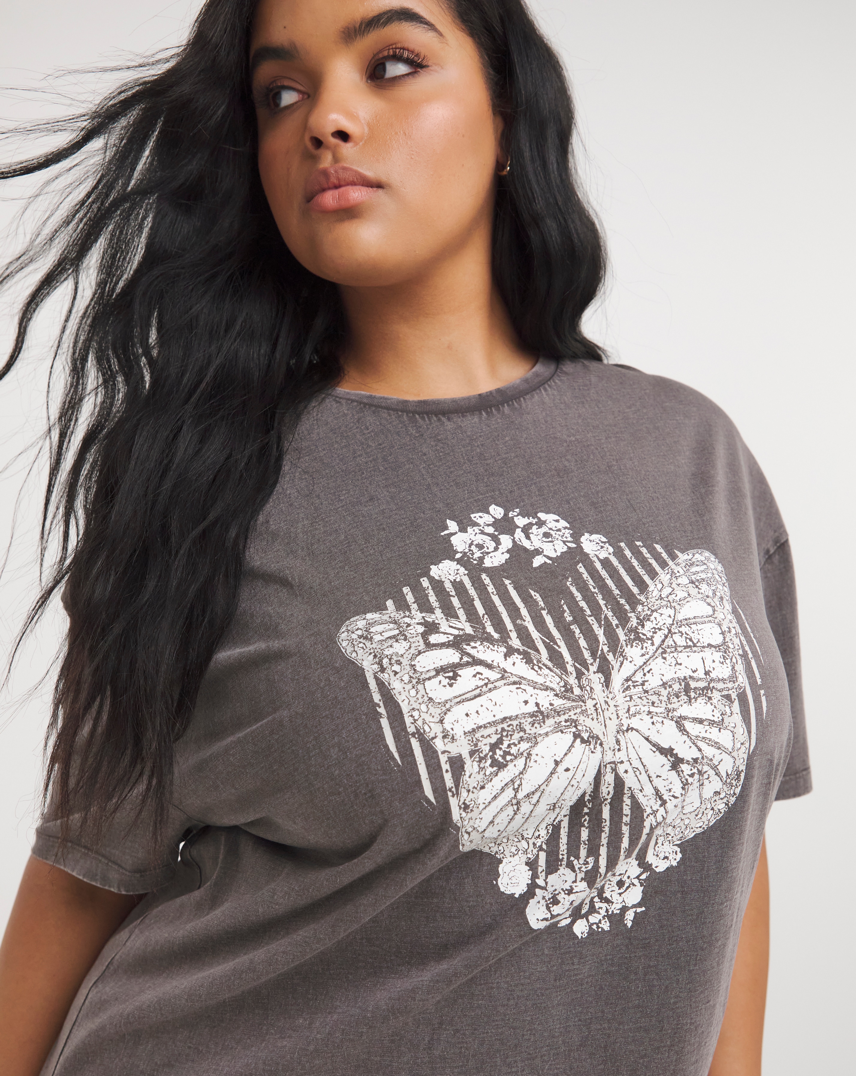 Acid Wash Slogan Oversized Tee