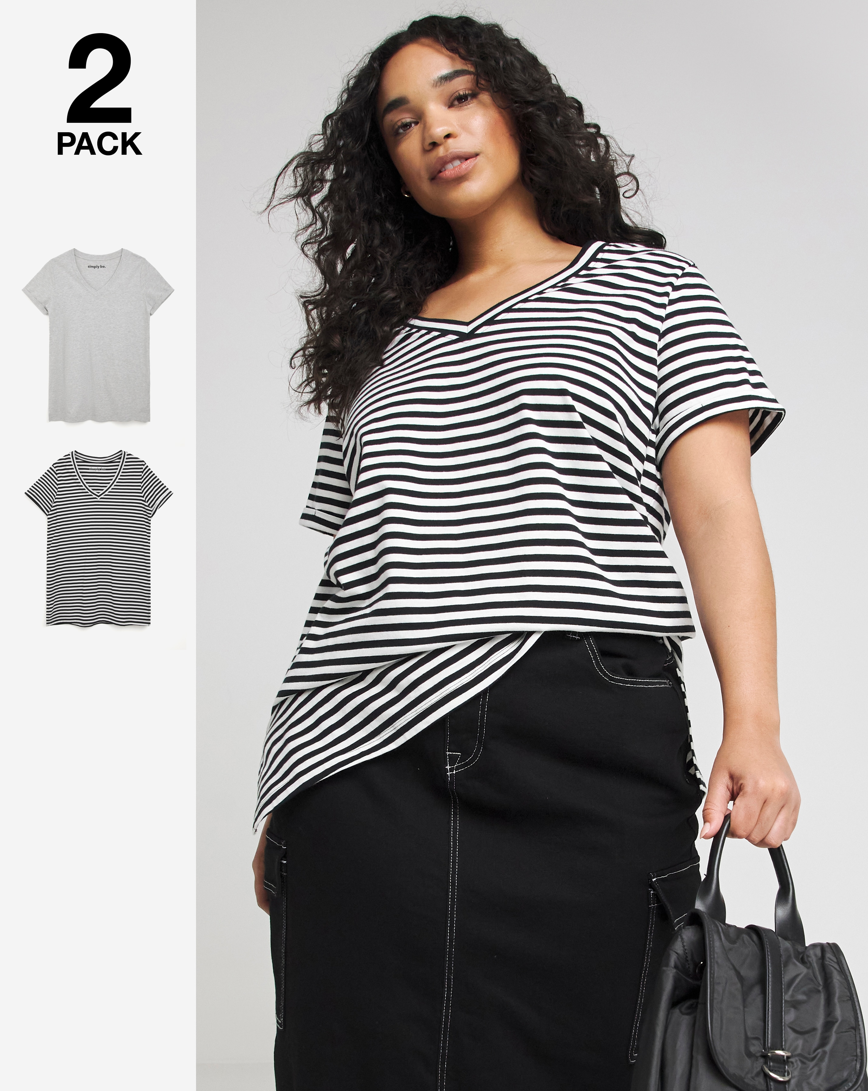 2 Pack V Neck Longline T-Shirts