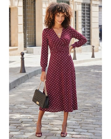 Sosandar Spot Ruched Midi Dress