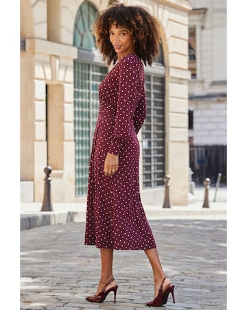 Sosandar Spot Ruched Midi Dress