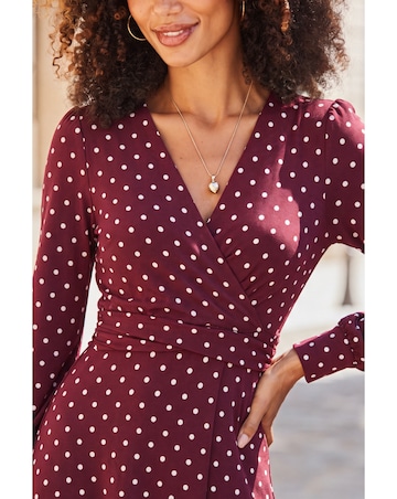 Sosandar Spot Ruched Midi Dress