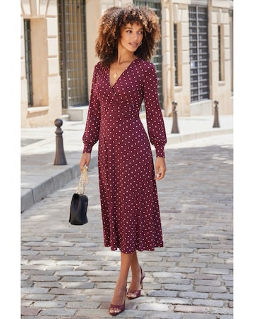 Sosandar Spot Ruched Midi Dress