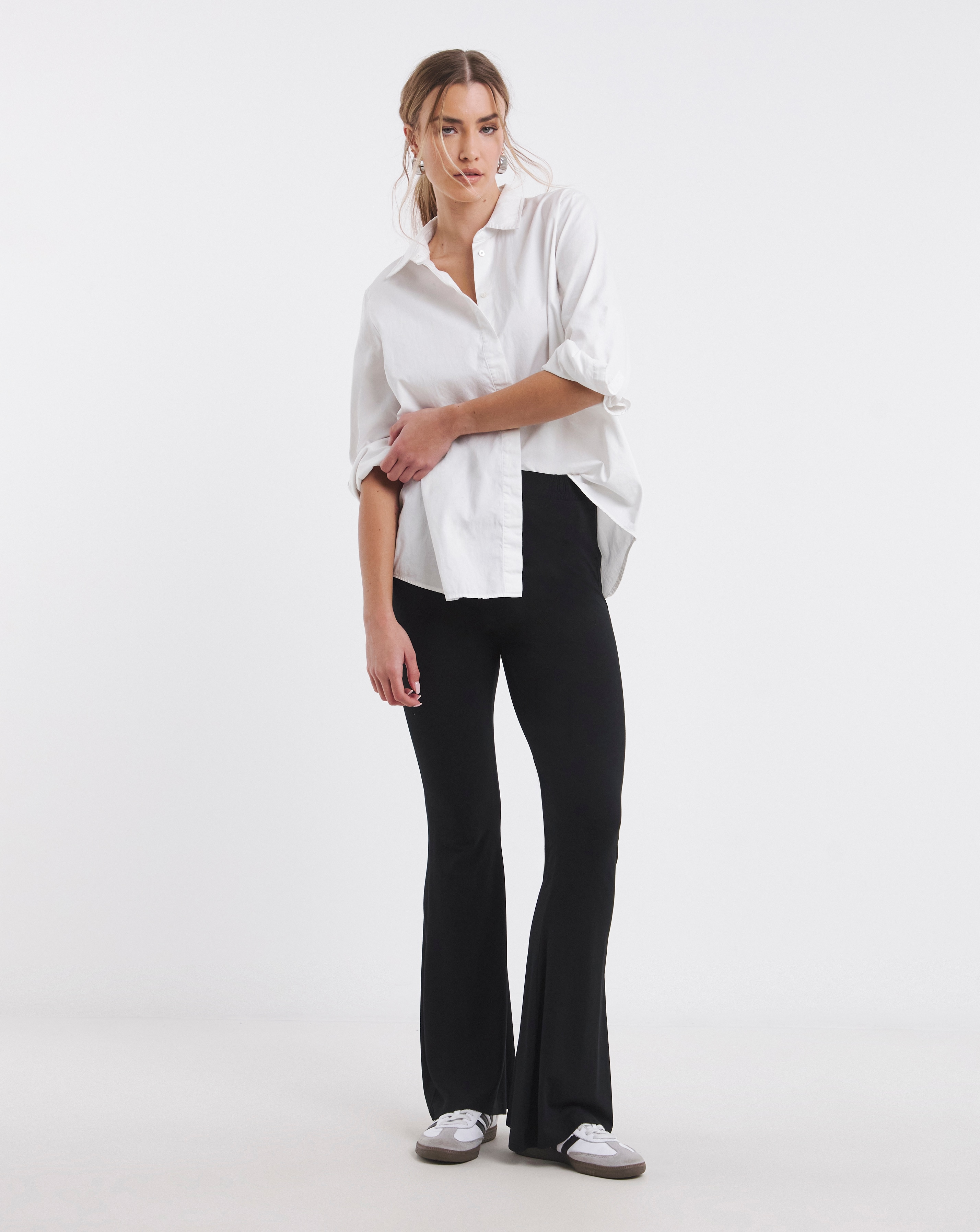 Black Jersey Flared Trouser