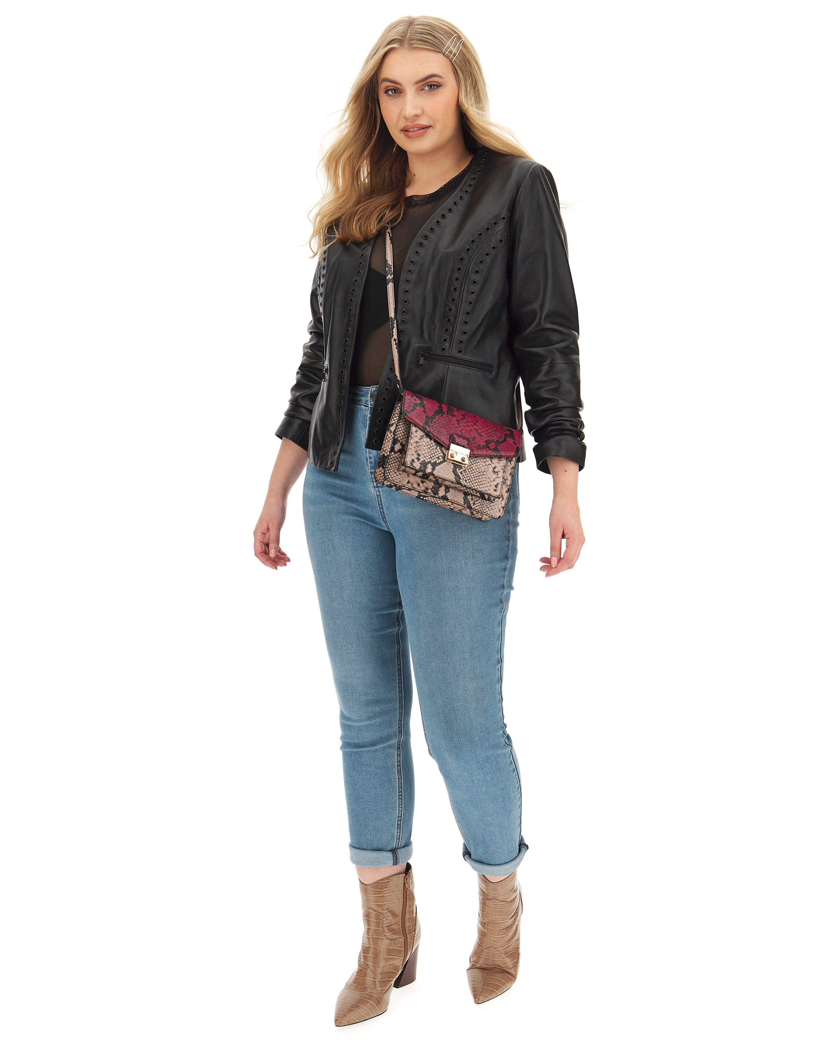 Joanna Hope Leather Eyelet Jacket Simply Be