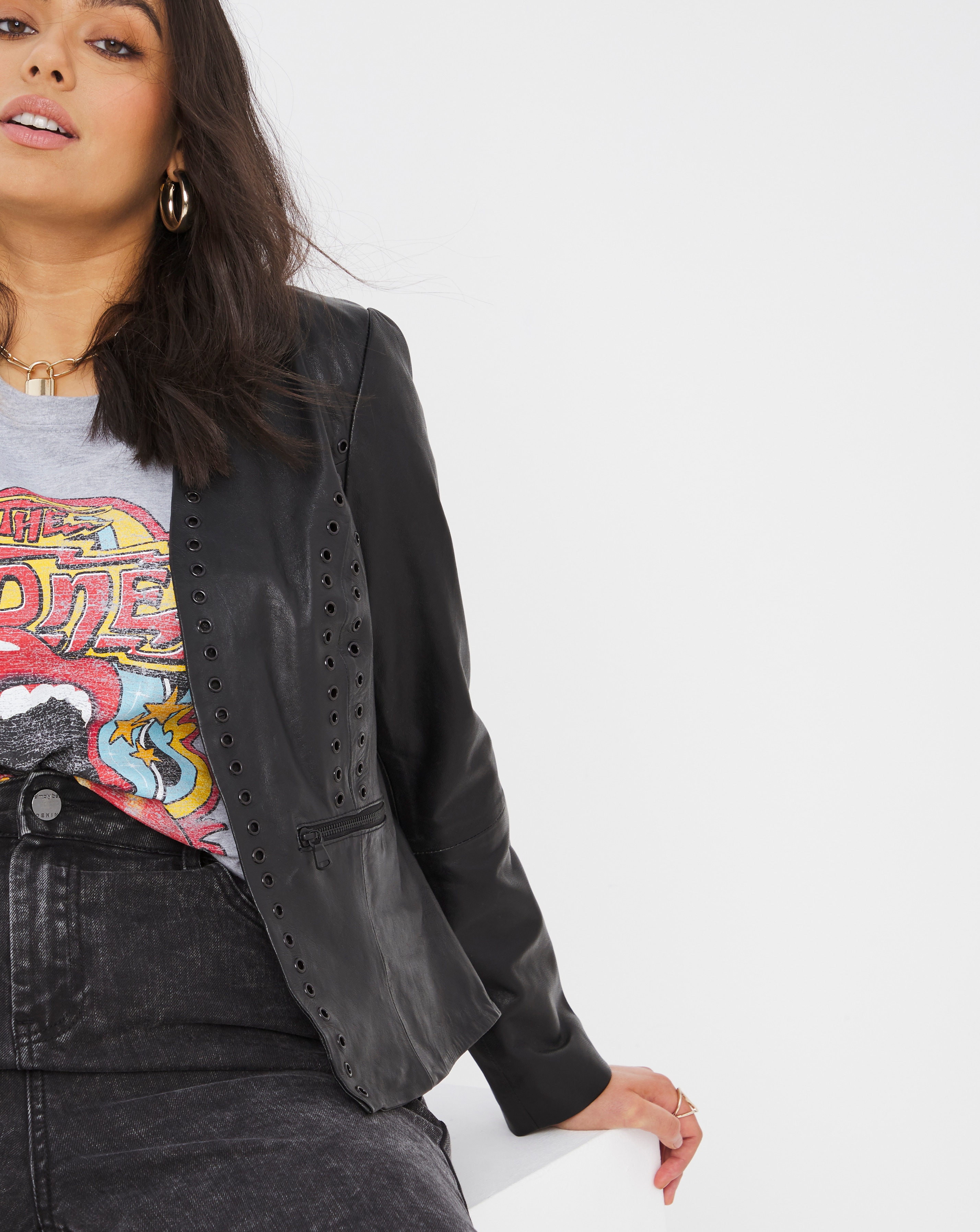 joanna hope embroidered leather jacket