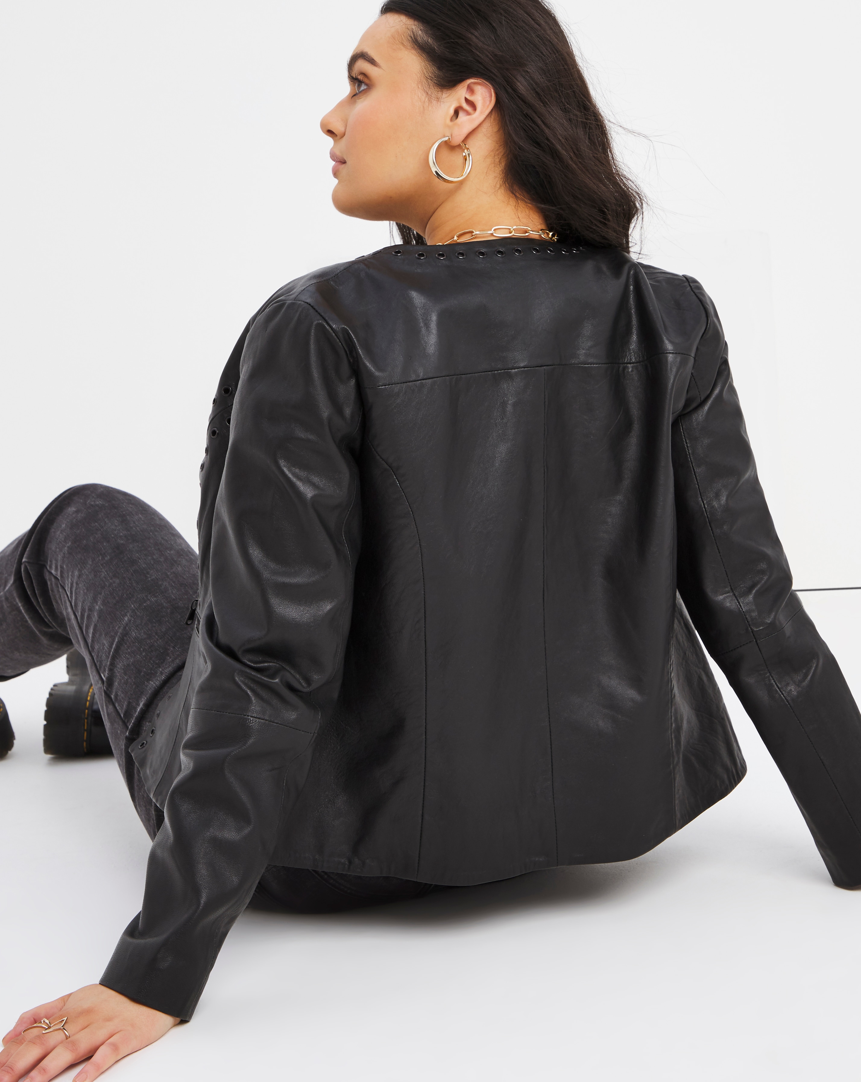 joanna hope embroidered leather jacket