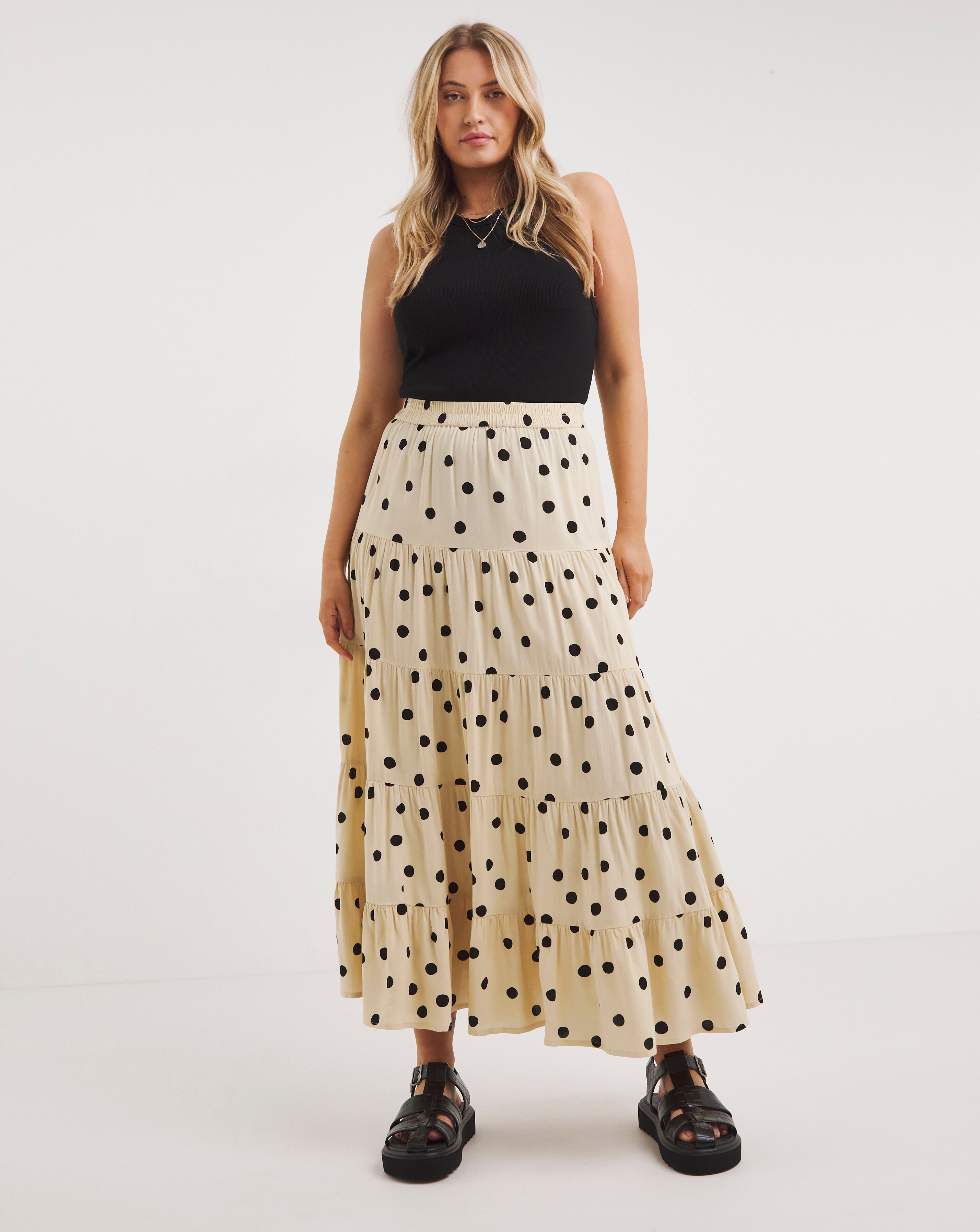 polka dot maxi skirt uk