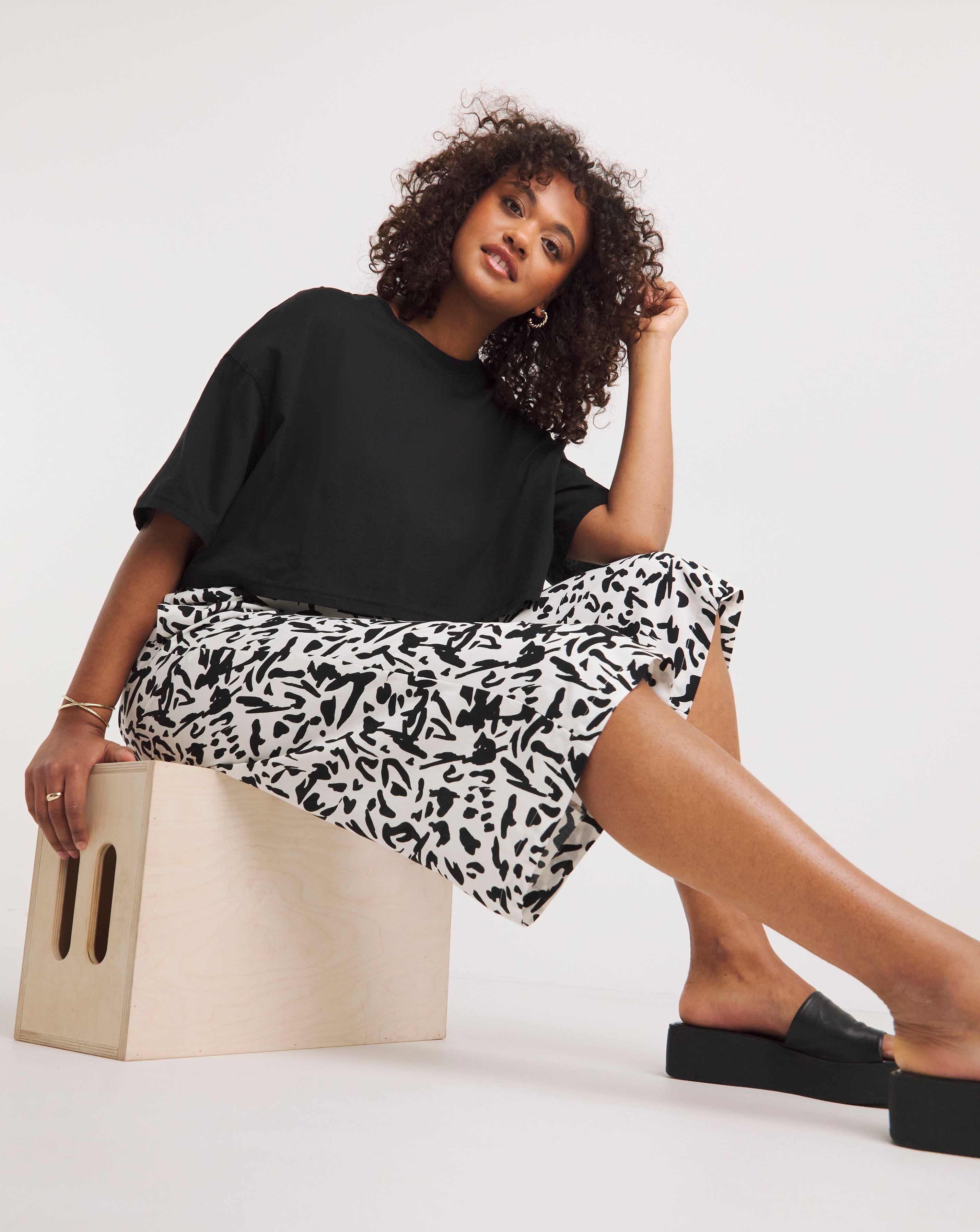 Mono Print Culotte Trouser
