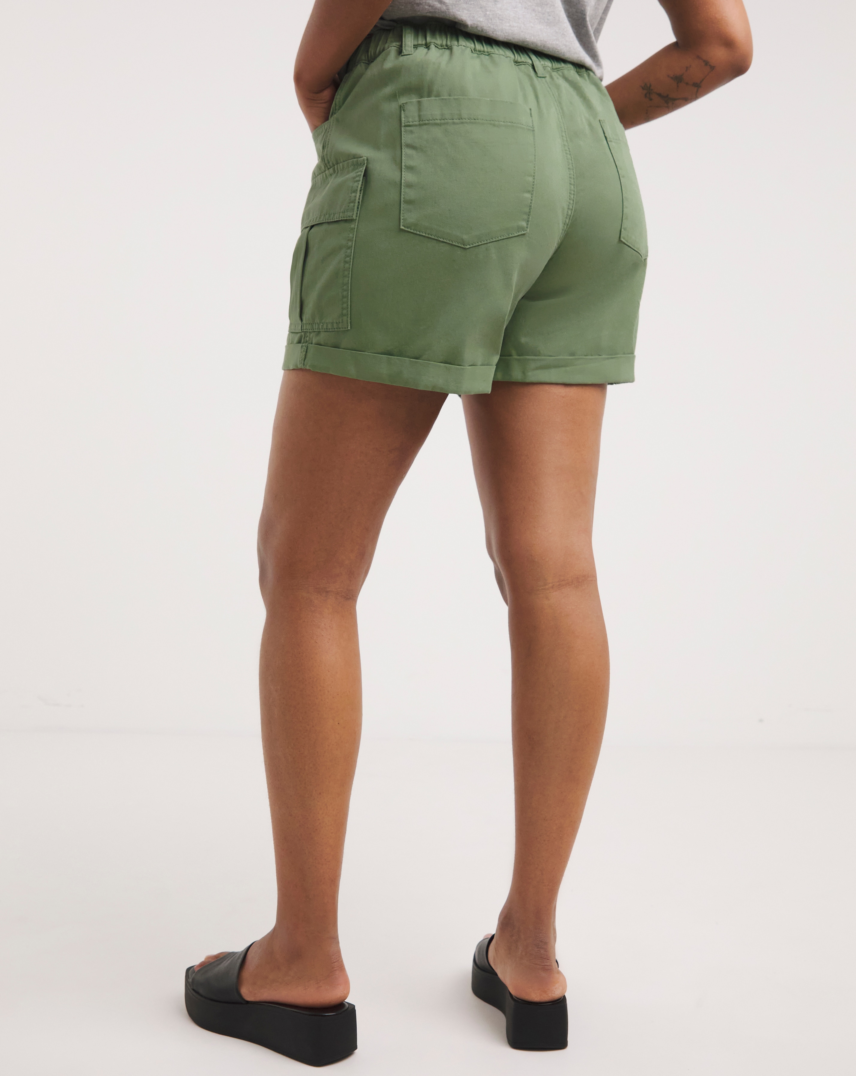 Khaki Cargo Utility Shorts Simply Be