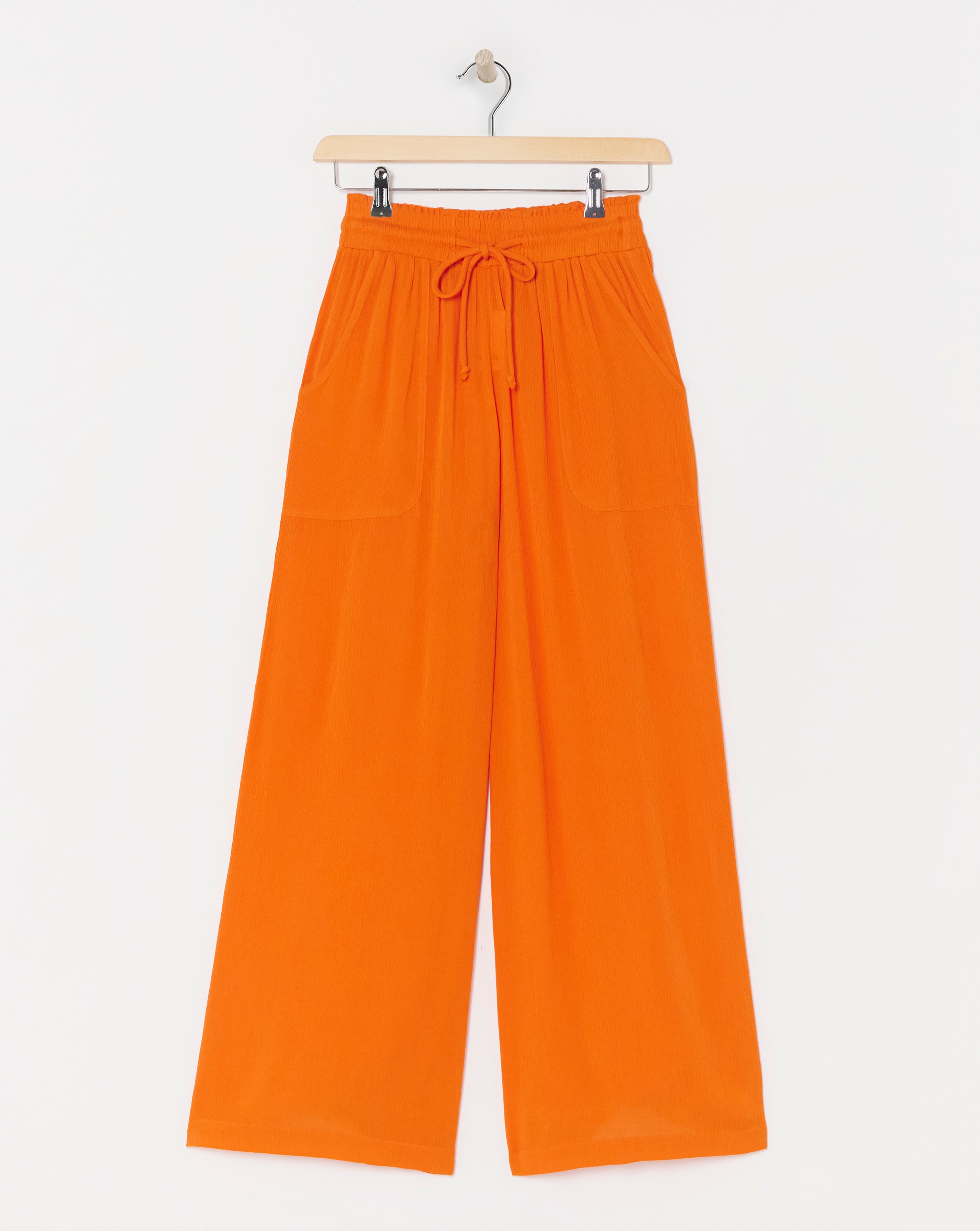 Crinkle Tie Waist Wide Leg Trouser