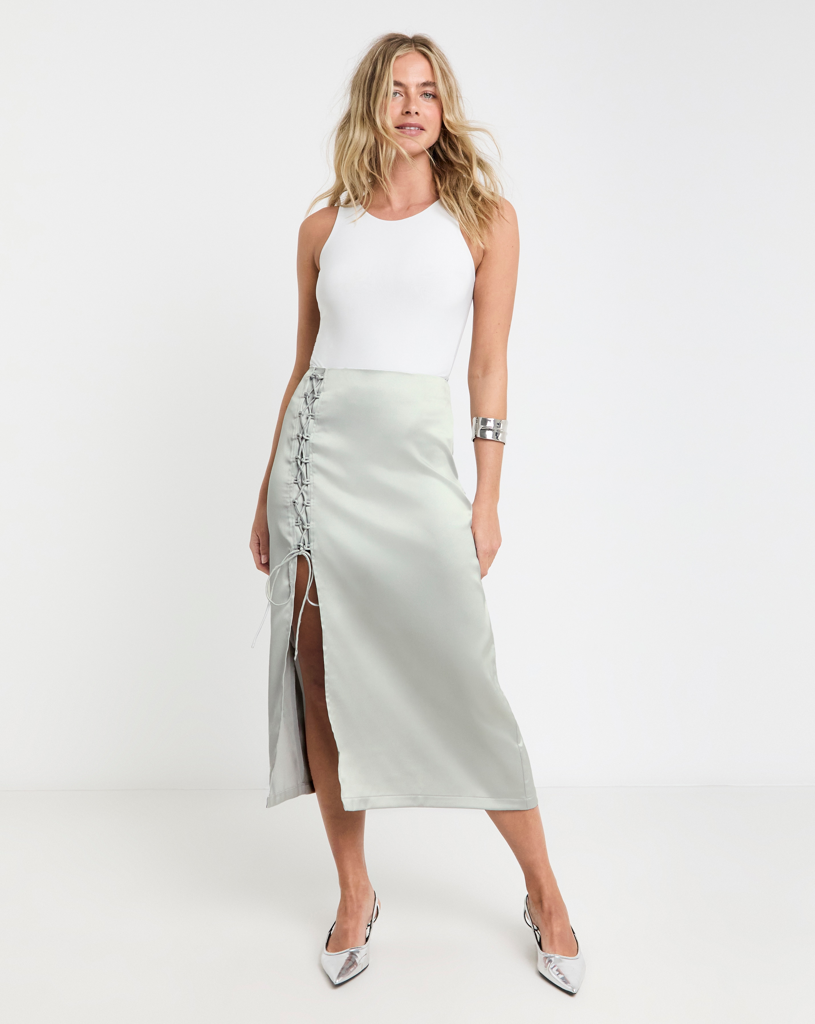 Premium Stretch Satin Midaxi Skirt