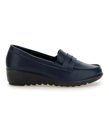 Cushion Walk Black Low Wedge Loafers -Extra Wide Fit (EEE)