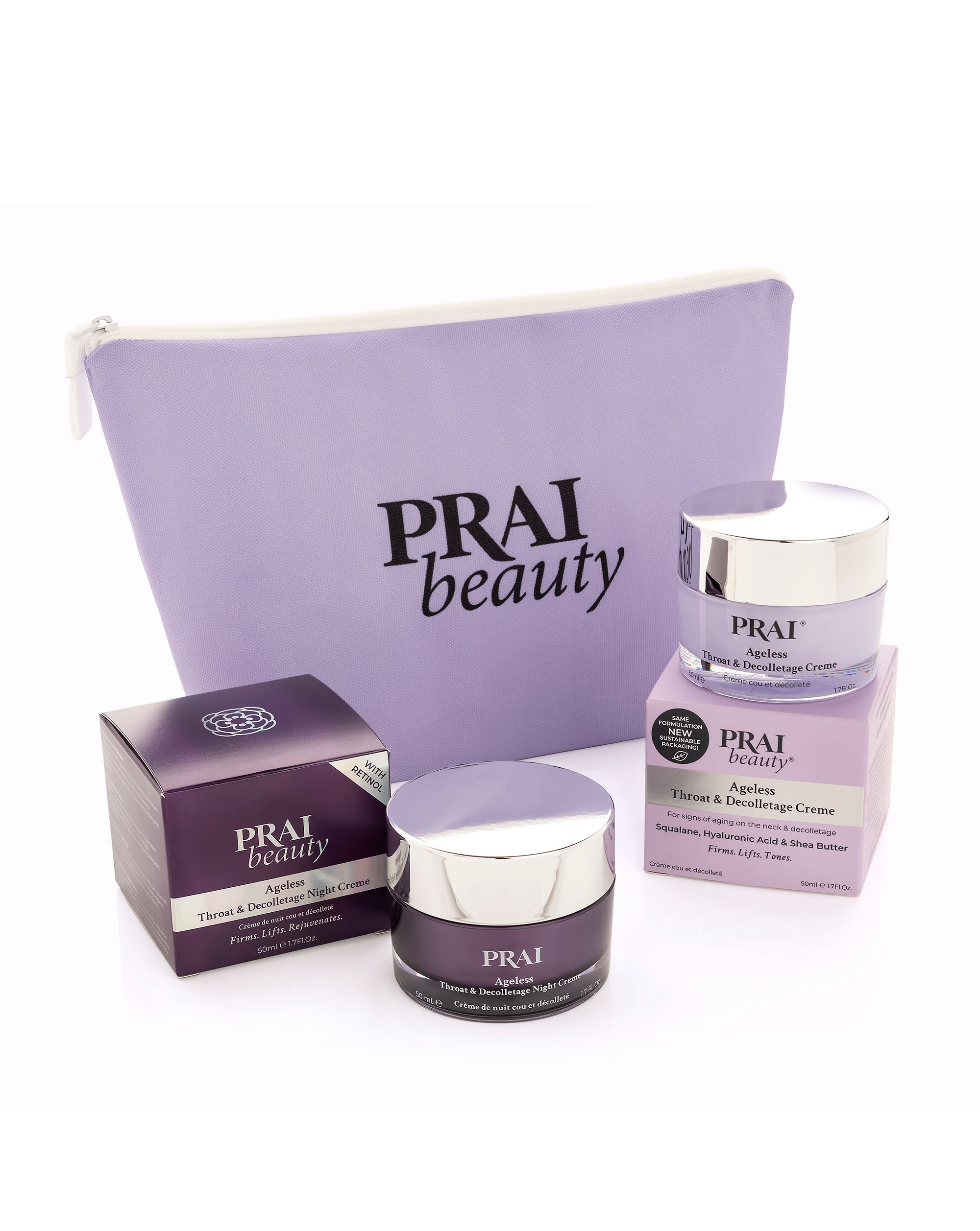 New In - Prai Beauty Ageless 2 Pce Purple Bag Set