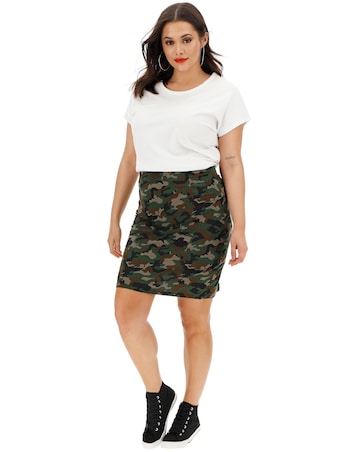 Camo Print Jersey Mini Tube Skirt
