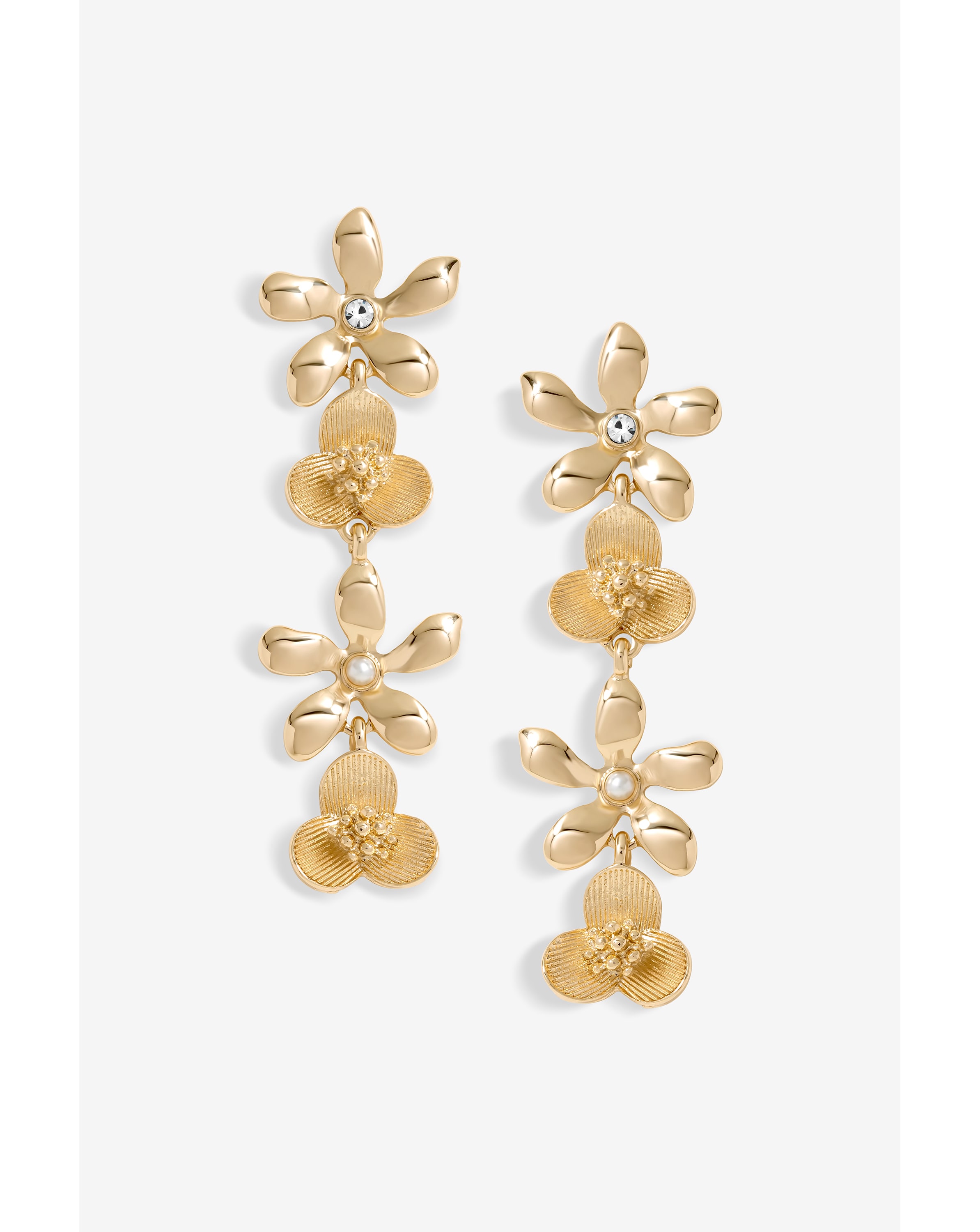 Mood Mixed Flower Linear Drop Earrings