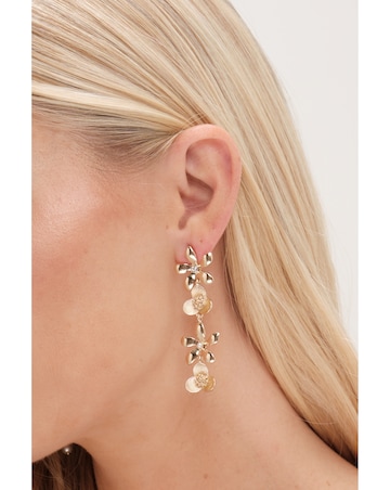Mood Gold Mixed Flower Linear Drop Earrings