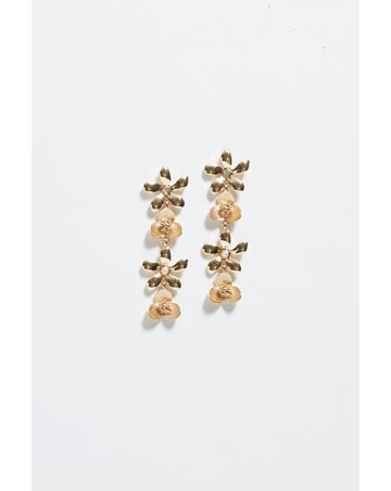 Mood Gold Mixed Flower Linear Drop Earrings