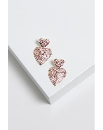 Mood Gold Pink Double Heart Drop Earrings