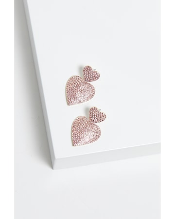 Mood Gold Pink Double Heart Drop Earrings